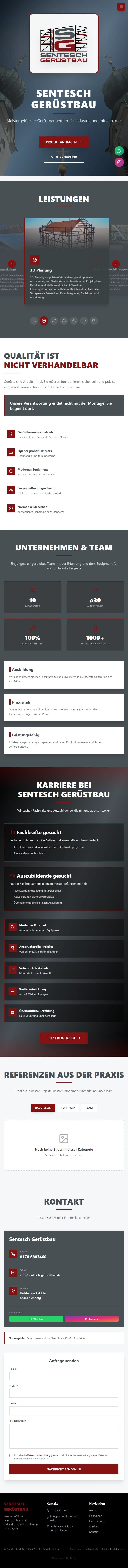 Sentesch Gerüstbau Tablet-Ansicht