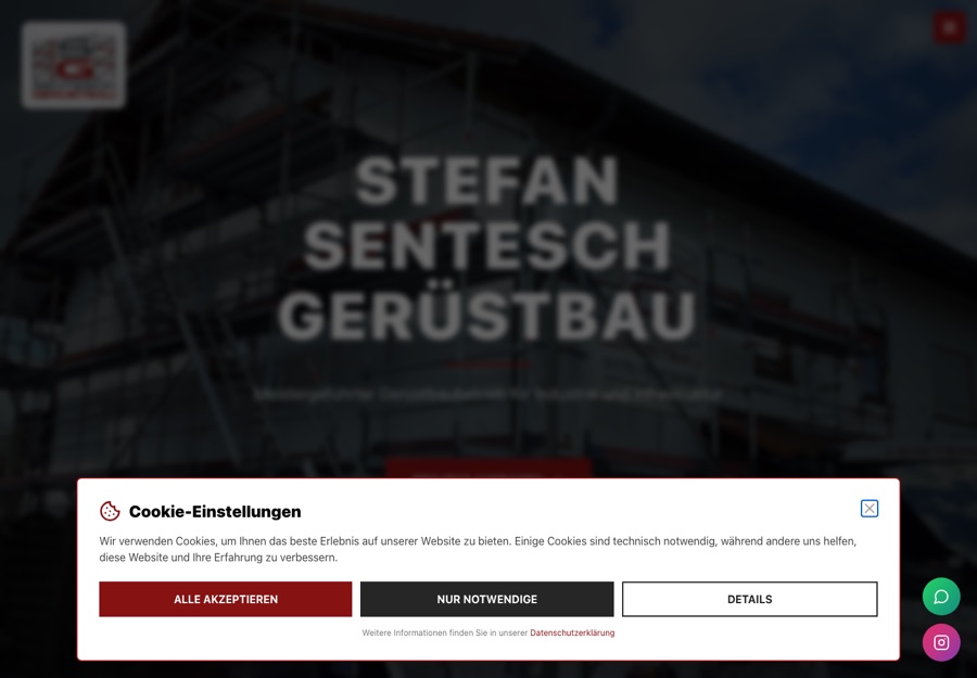 Webseite Sentesch Gerüstbau